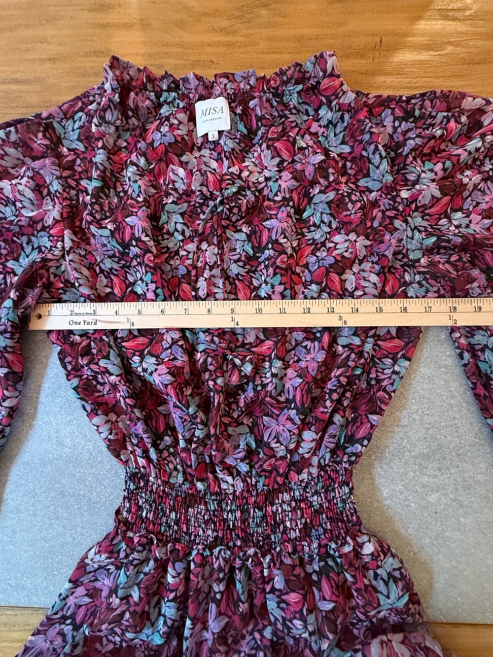 MISA Los Angeles Xirena Floral Ruffle Maxi Dress Purple Pink Size Small - Picture 10 of 12